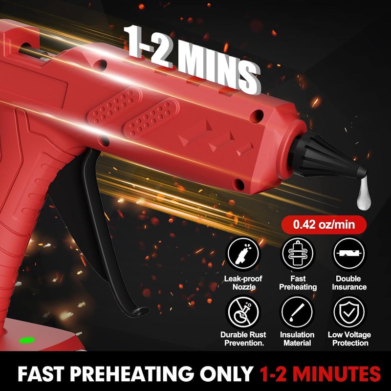 Samvinor Cordless Hot Glue Gun Kit with Battery and Charger, 3.5Ah Rechargeable M18 Battery, 30pcs 0.43'' Glue Sticks, Fast Preheating, Wireless Full Size Glue Gun for Crafts & DIY - Image 4